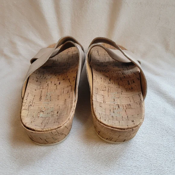 Korks By Kork Ease Leather Ivory Wide Strap Slides Sandals Casual Boho Size 8M - Picture 4 of 8